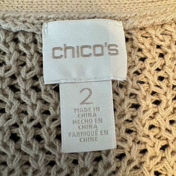 Chicos 2 Rose Gold Metallic Sweater Knit Womens L Old Money Elegant Summer Tunic - Picture 8 of 12